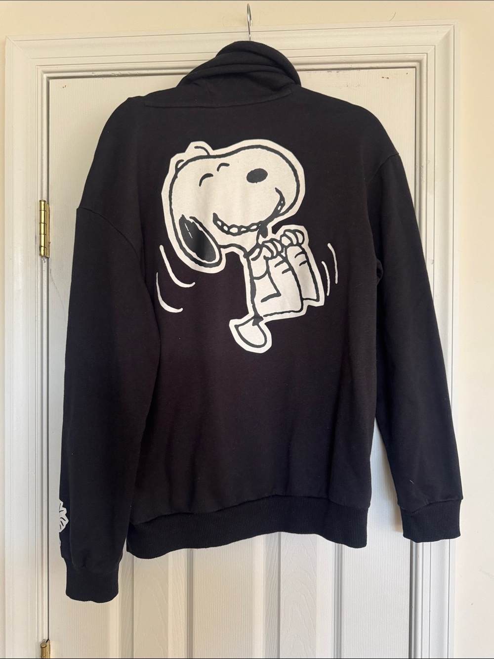 Peanuts Black Hoodie with Blue Yellow Pink Panels - Picture 4 of 5